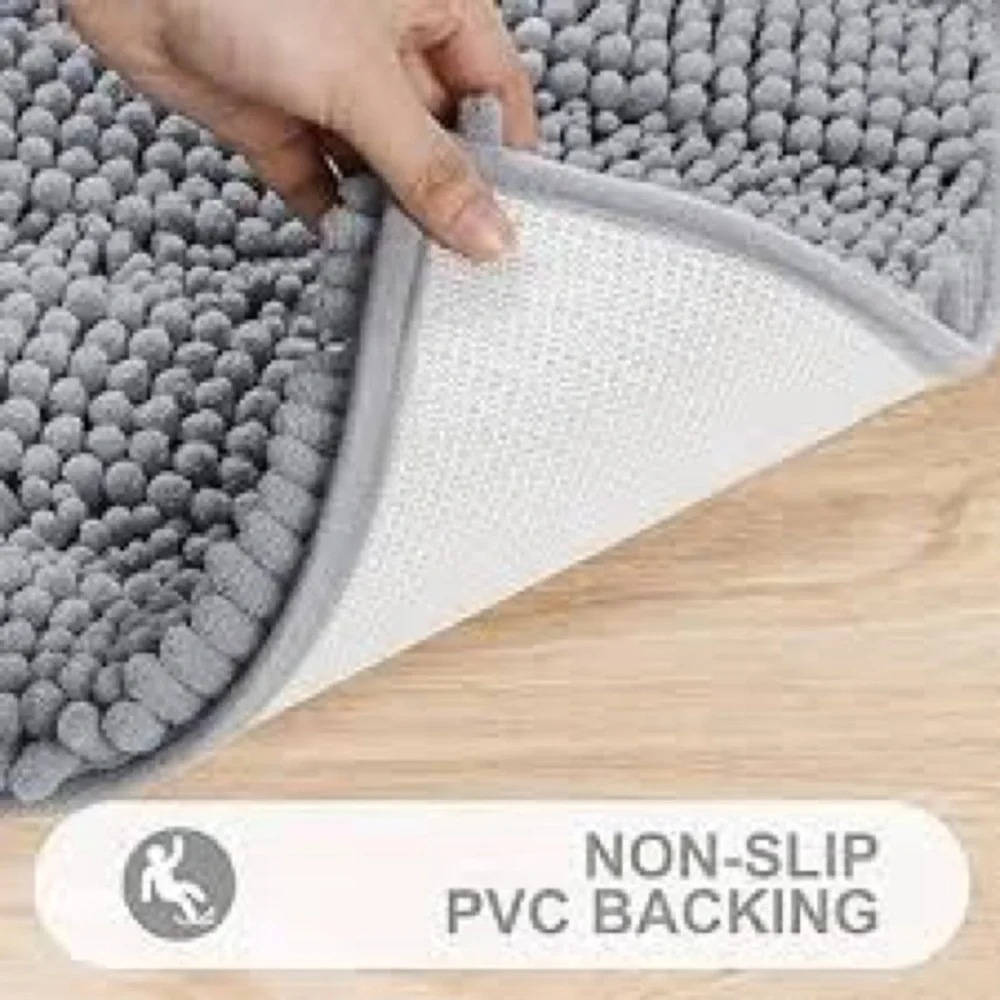 Gray Chenille Bath Mat rug